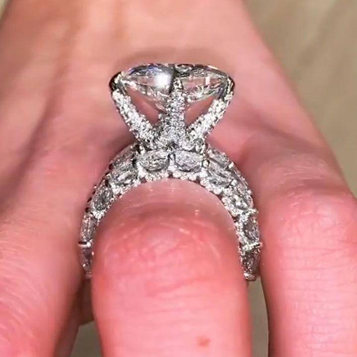 Handmade Cushion Cut Eternity Sterling Silver Bridal Set