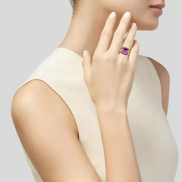 8.5ctw Cushion Cut Amethyst Split Shank Engagement Ring