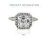 3.0 CT Asscher Cut Sterling Silver Engagement Ring