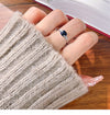 Three Stone Blue Cushion Cut Sterling Silver Engagement Ring