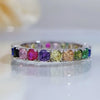 Rainbow Eternity Sterling Silver Women's Wedding Band