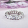 Elegant Radiant Cut Sterling Silver Wedding Band