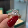 Stunning Round Cut Two Tone Sterling Silver Engagement Ring