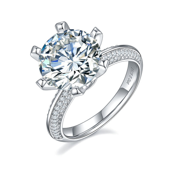 Luxurious 5 Carat Moissanite Diamond 925 Sterling Silver Engagement Ring