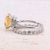 5.0ct Cushion Cut Yellow Gemstone Sterling Silver Bridal Set