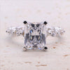 Classic 4.0ct Princess Cut Sterling Silver Engagement Ring Set