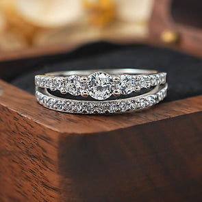 New Design Round Cut Sterling Silver Wedding Band
