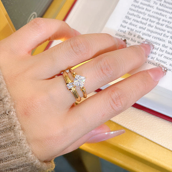 Vintage Princess Cut Sterling Silver Engagement Ring