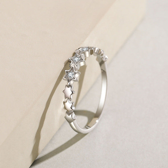 Cute Star Design Sterling Silver Wedding Band