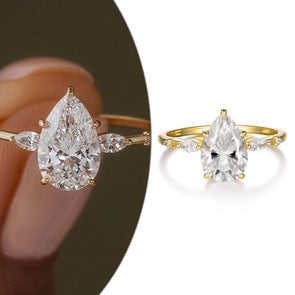 Stunning Pear Cut Moissanite Engagement Ring