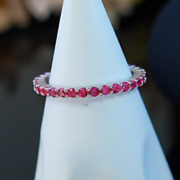 Multi-color Eternity Sterling Silver Women's Wedding Band