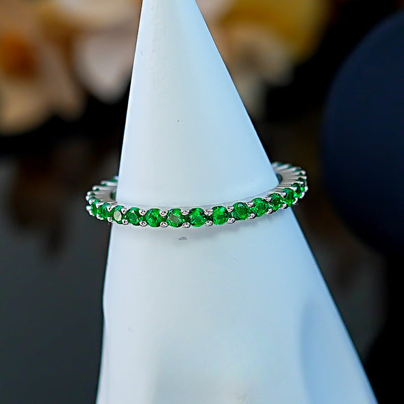 Multi-color Eternity Sterling Silver Women's Wedding Band