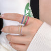 Multi-color Eternity Sterling Silver Women's Wedding Band