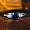 Three Stone Blue Cushion Cut Sterling Silver Engagement Ring