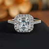 3.0 CT Asscher Cut Sterling Silver Engagement Ring
