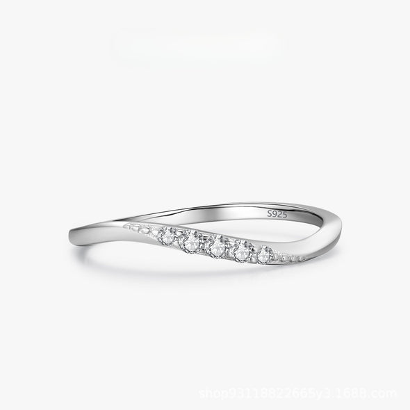 Simple Wave Design Sterling Silver Wedding Band
