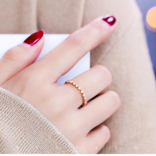 Round Cut Eternity Sterling Silver Ring Wedding Band