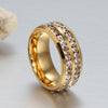 Round Cut White Sapphire Gold Titanium Men's Wedding Band