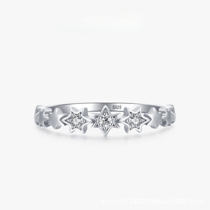 Cute Star Design Sterling Silver Wedding Band