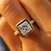 3ctw Princess Cut White Sapphire Profile Bezel Set Solitaire Ring