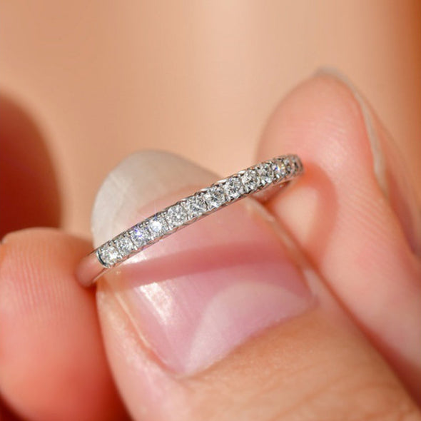 Simple Half Eternity Sterling Silver Wedding Band
