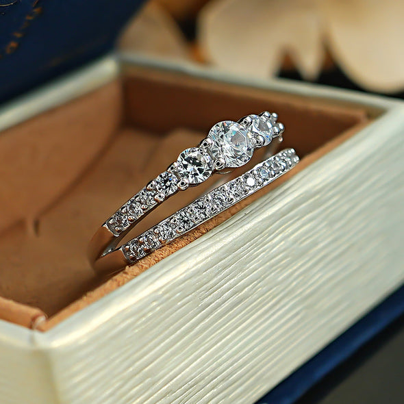 New Design Round Cut Sterling Silver Wedding Band