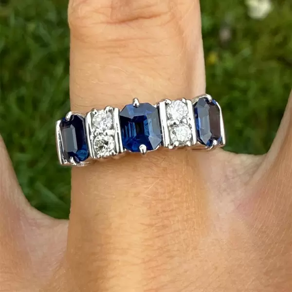 2.36ctw Emerald Cut Sapphire Band Ring