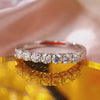 7 Stone D Color Moissanite 18k White Gold Plated Wedding Band