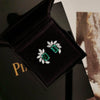 Gorgeous Emerald Green White Gold Plated Earrings