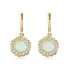 Opal Halo Sterling Silver Drop Earrings