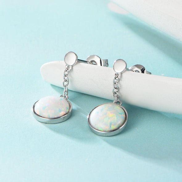 Opal Sterling Silver Drop Earrings