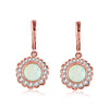Opal Halo Sterling Silver Drop Earrings