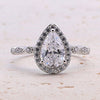 1.5CT Retro Pear Cut Half Eternity Engagement Ring