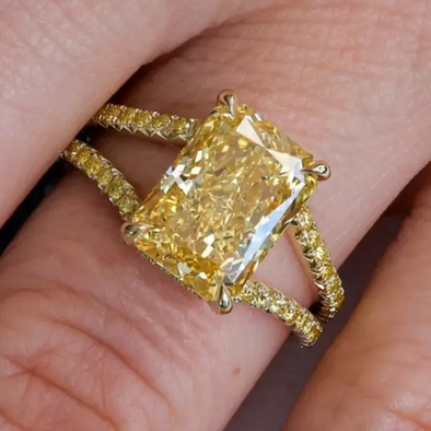 5.5ctw Radiant Cut Yellow Sapphire Hidden Halo Solitaire Ring