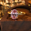 Classic Pink Tourmaline Oval Cut Golden Tone Engagement Ring