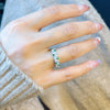 Vintage Design White And Blue Sterling Silver Wedding Band