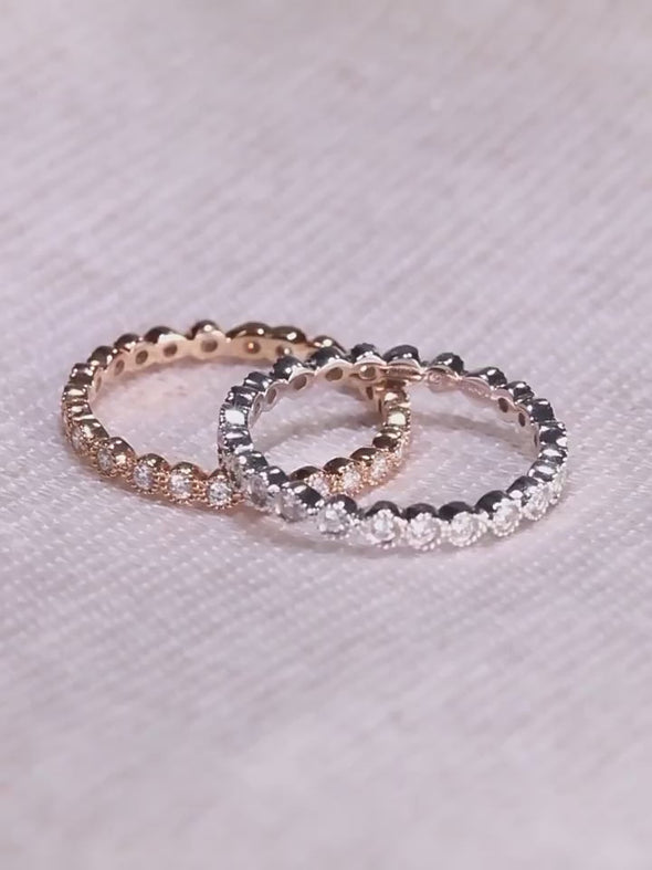 Round Cut Eternity Sterling Silver Ring Wedding Band