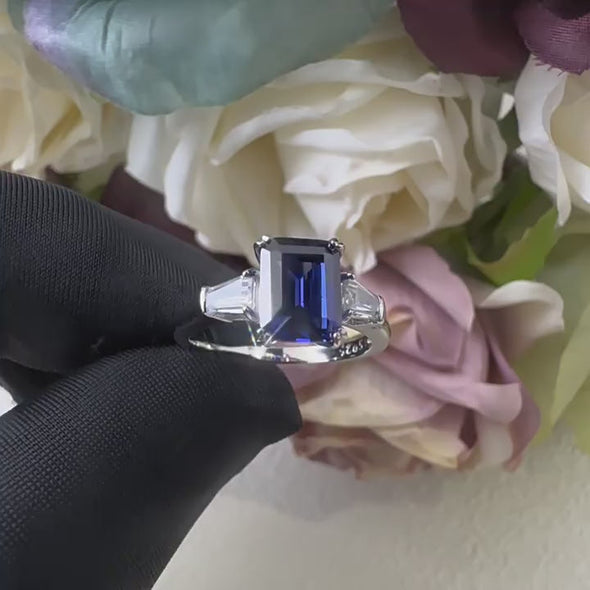 Unique Three Stone 2.5ct Tanzanite Blue Engagement Ring