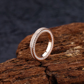 Triple Row Eternity Wedding Band Ring in 925 Sterling Silver