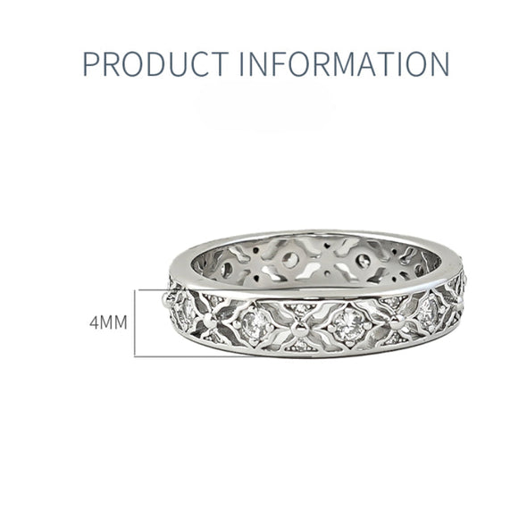 Delicate Hollow-out Wedding band in 925 Sterling Silver