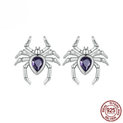 Halloween Spider Skull Pumpkin Sterling Silver Stud Earrings Glow in The Dark