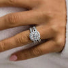 Cushion Cut Halo Sterling Silver Bridal Ring