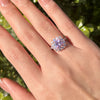 Pink Cushion Cut Halo Sterling Silver Engagement Ring In Rose Golden Tone