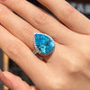 Gorgeous Blue Pear Cut Halo Sterling Silver Engagement Ring