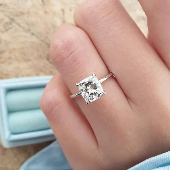 Classic Cushion Cut Bridal Set In Sterling Silver