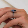 Halo Cushion Cut Blue 925 Sterling Silver Engagement Ring