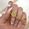 Yellow Stone Radiant Cut Engagement Ring in Sterling Silver for Wedding