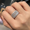 2PCS Luxury Wide Pave Design Women's Wedding Band In Sterling Silver