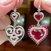 9ct Heart Cut Ruby Paved Earrings