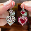 9ct Heart Cut Ruby Paved Earrings